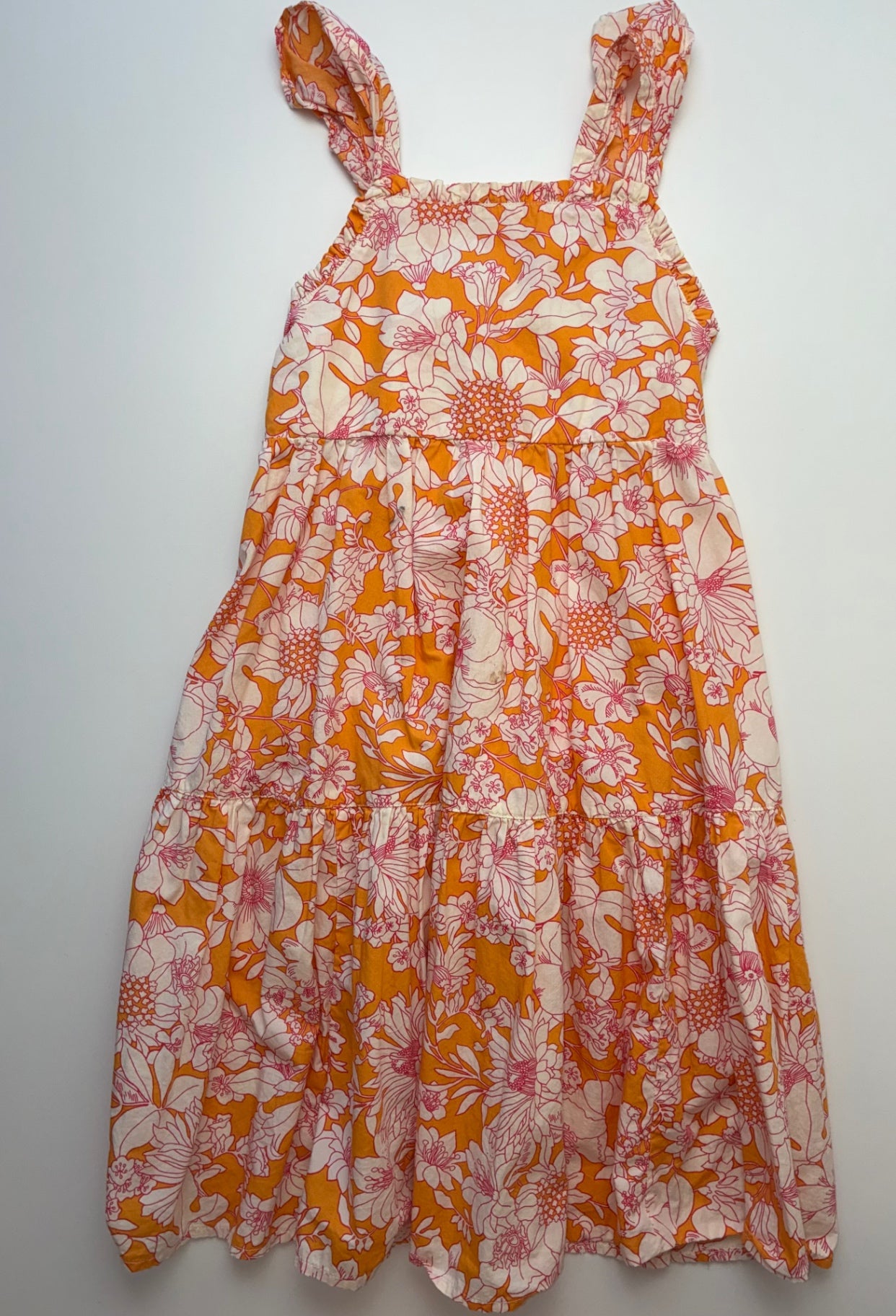 Crewcuts Dress - Orange Floral Sleeveless | size 7