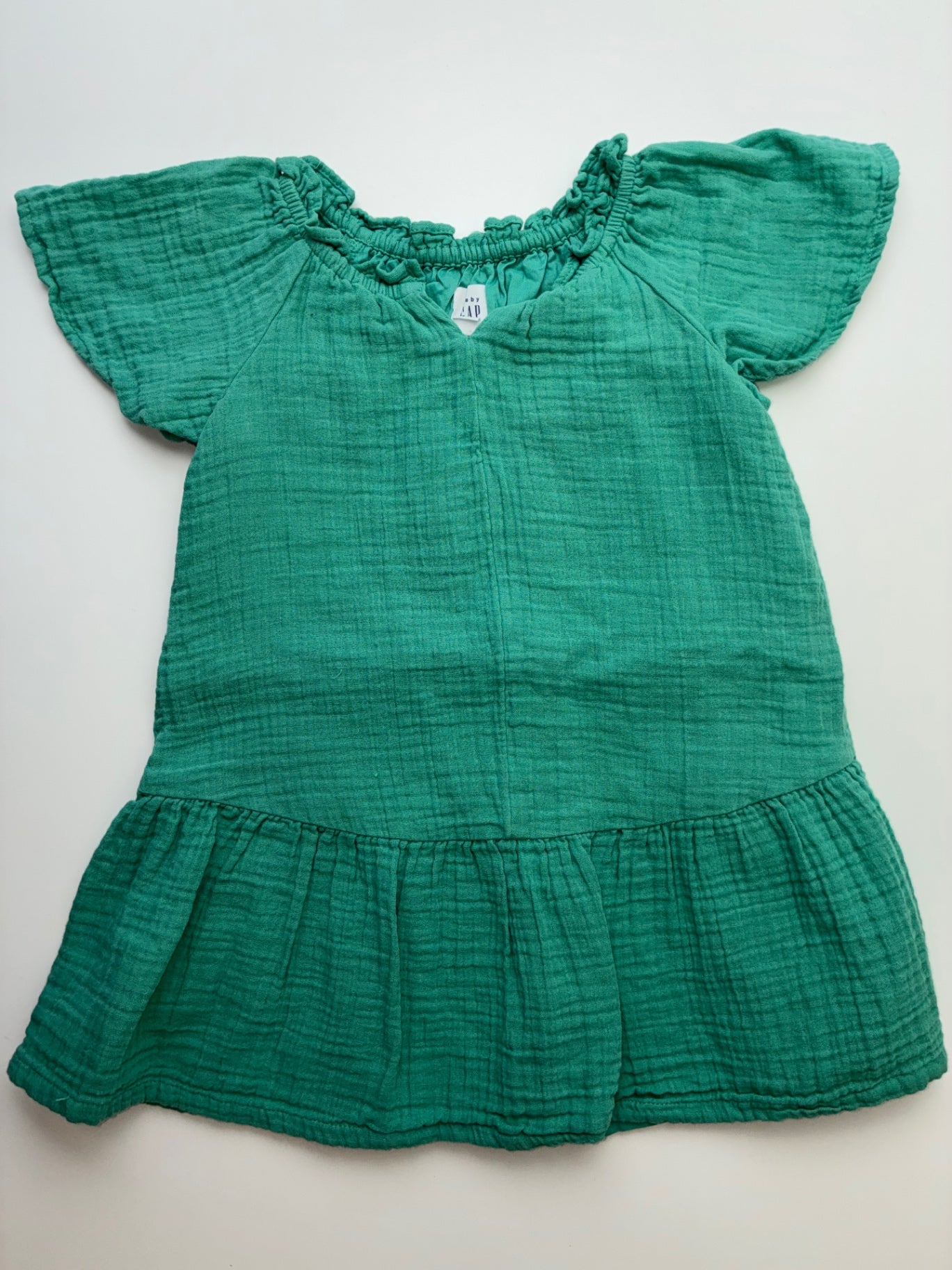 Baby Gap Dress - Green Muslin Flutter Sleeve | size 3T