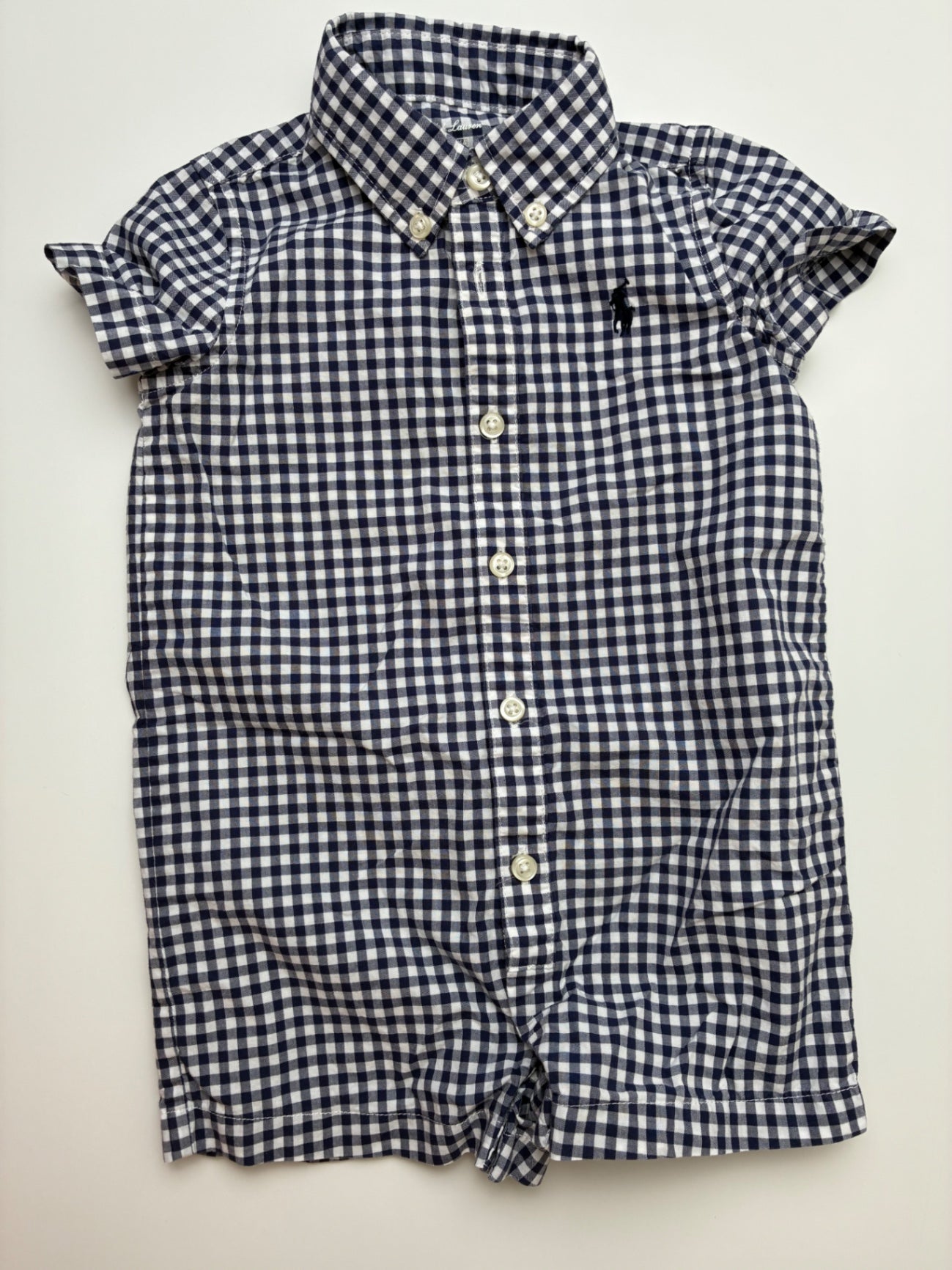 Ralph Lauren Romper - Navy Gingham | size 6 Months