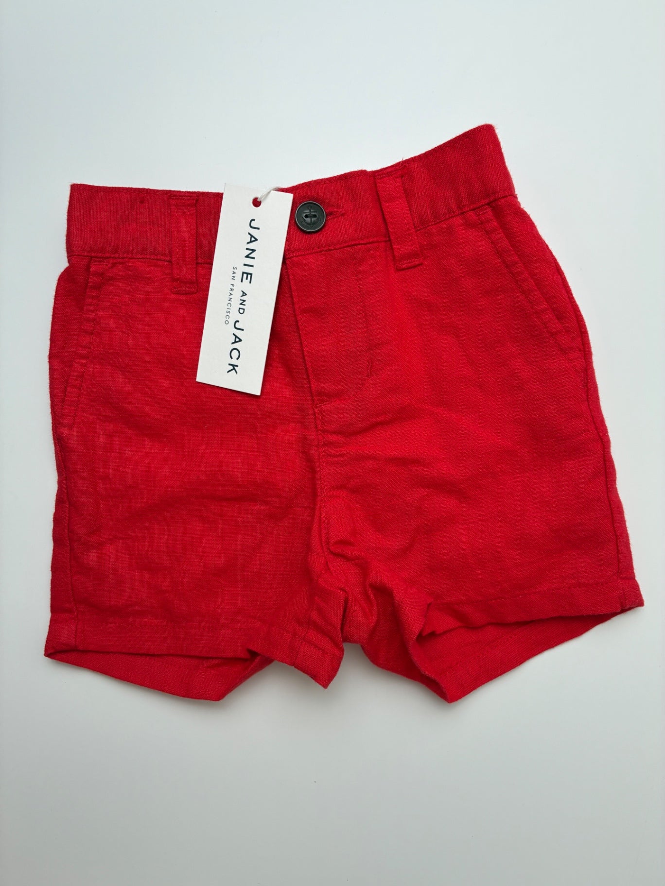 Janie and Jack Shorts - Red Linen Cotton | size 6 - 12 Months
