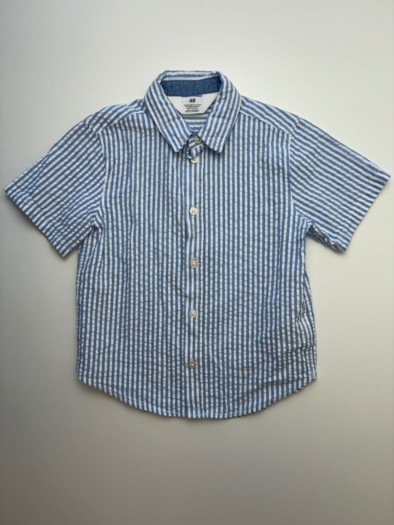 H&M Shirt - Blue Striped Short Sleeve Button Up | size 4T