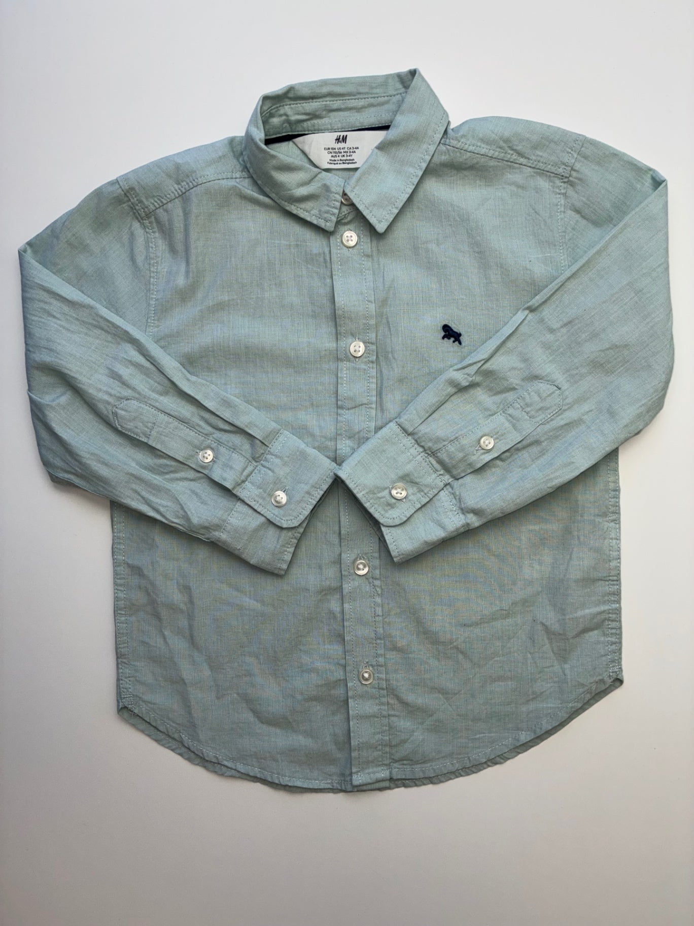 H&M Shirt - Green Solid Button Up | size 4T