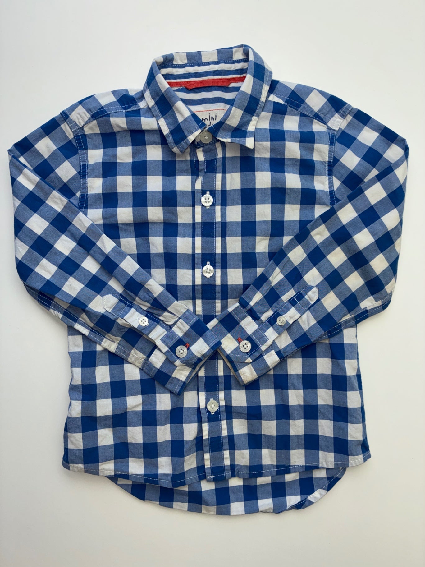 Mini Boden Shirt - Blue Checkered Button Up | size 2T/3T