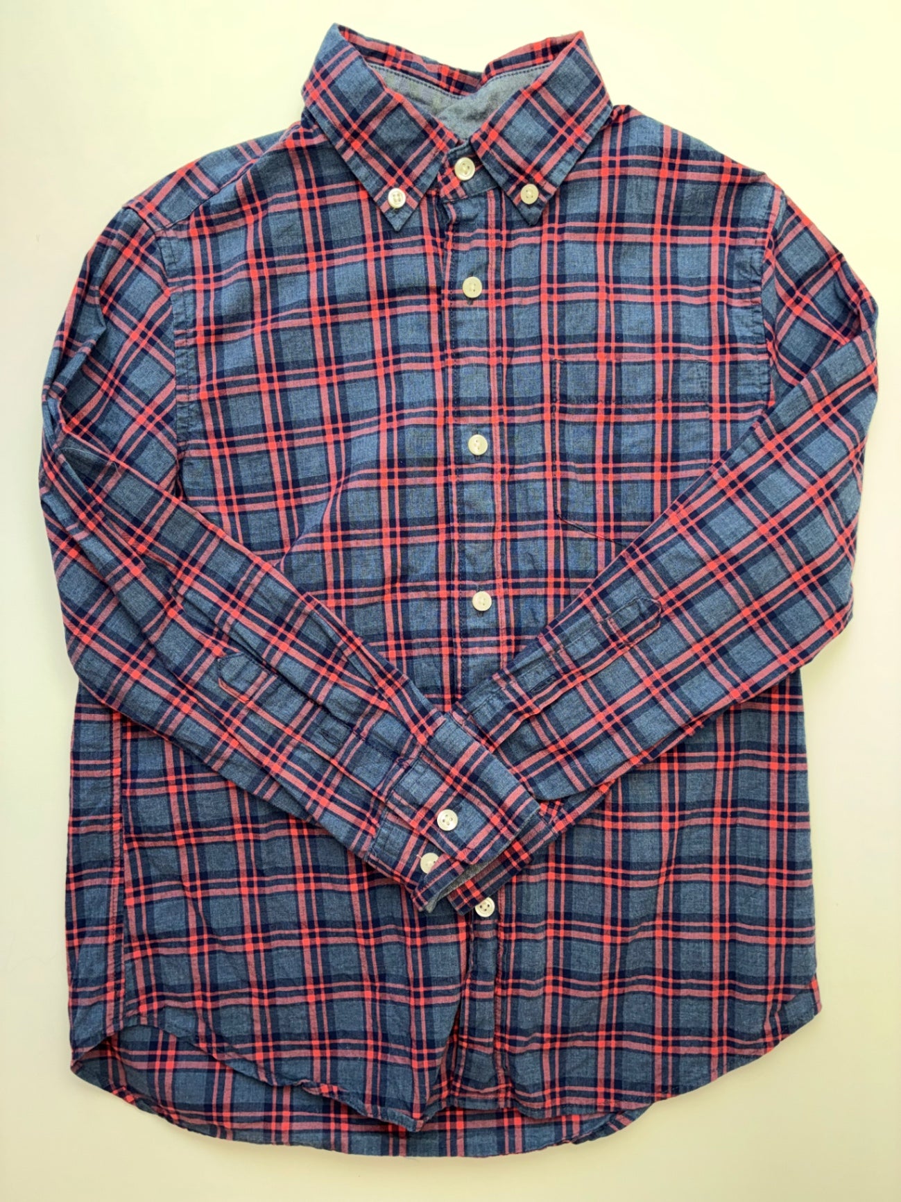 Crewcuts Shirt - Blue Plaid Button Down | size 8