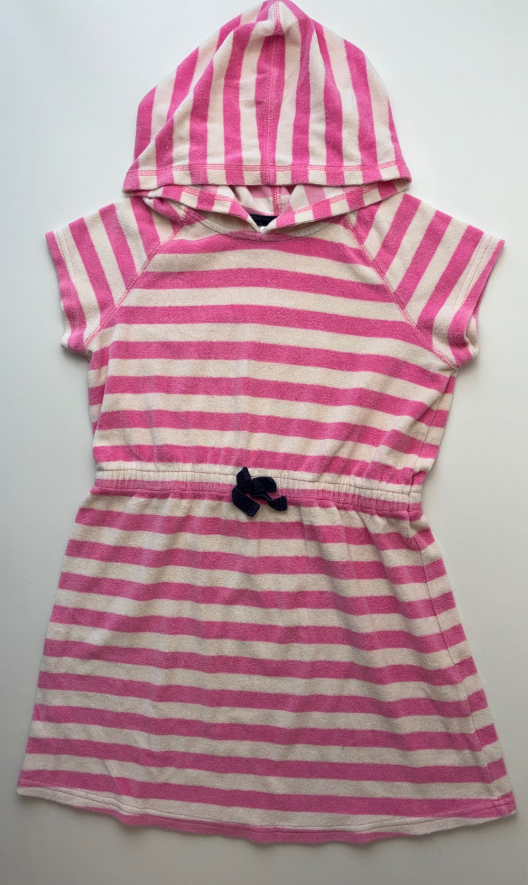 Hanna Andersson Dress - Pink Striped & Hooded Terry Cover-Up | size 8