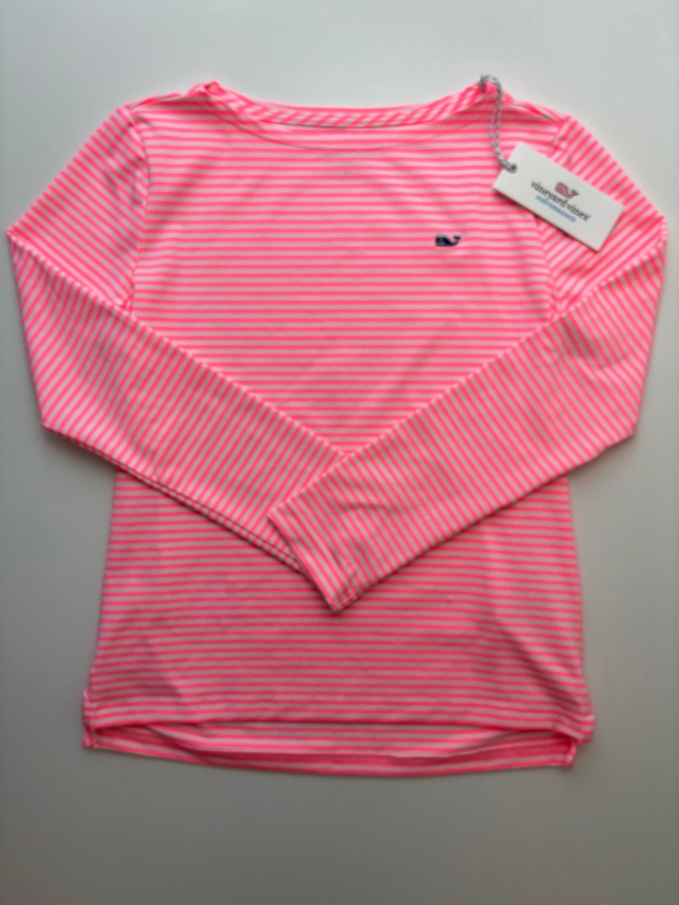 Vineyard Vines Long Sleeve T-Shirt - Pink Striped Rash Guard | size 10/12