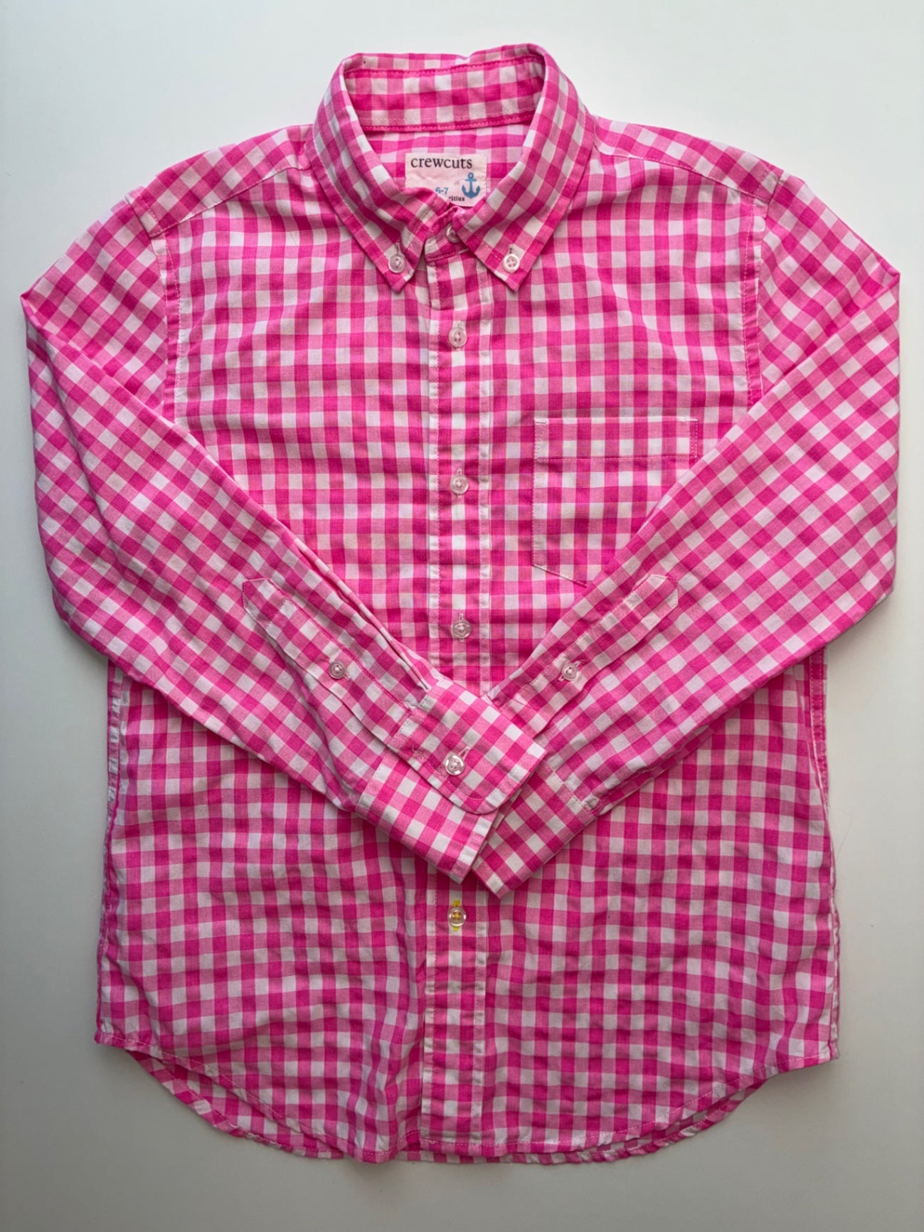 Crewcuts Shirt - Pink Gingham Button Down | size 6/7