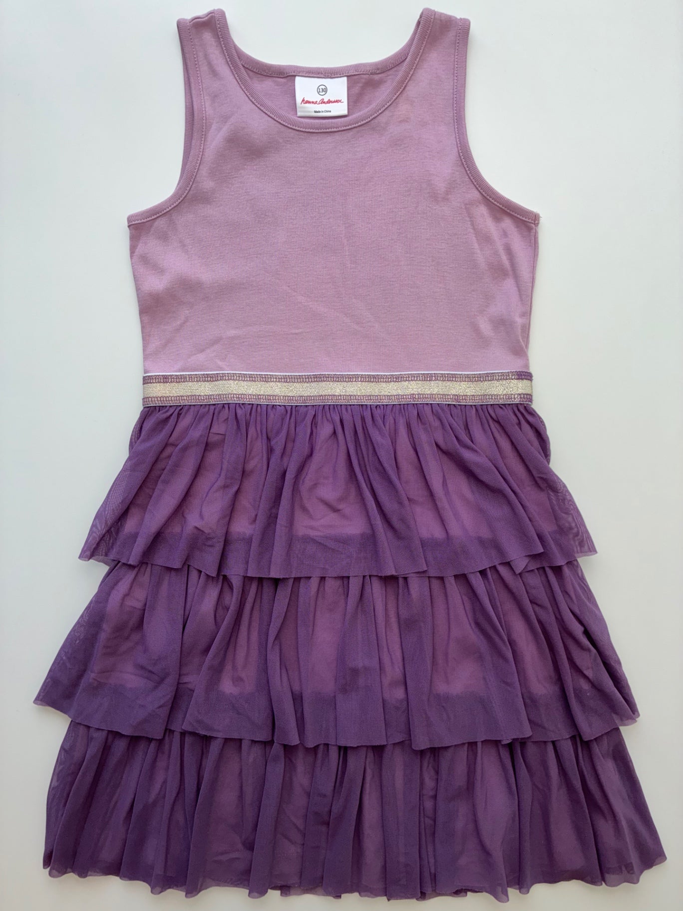 Hanna Andersson Dress - Purple Sleeveless Tulle Tiered | size 8