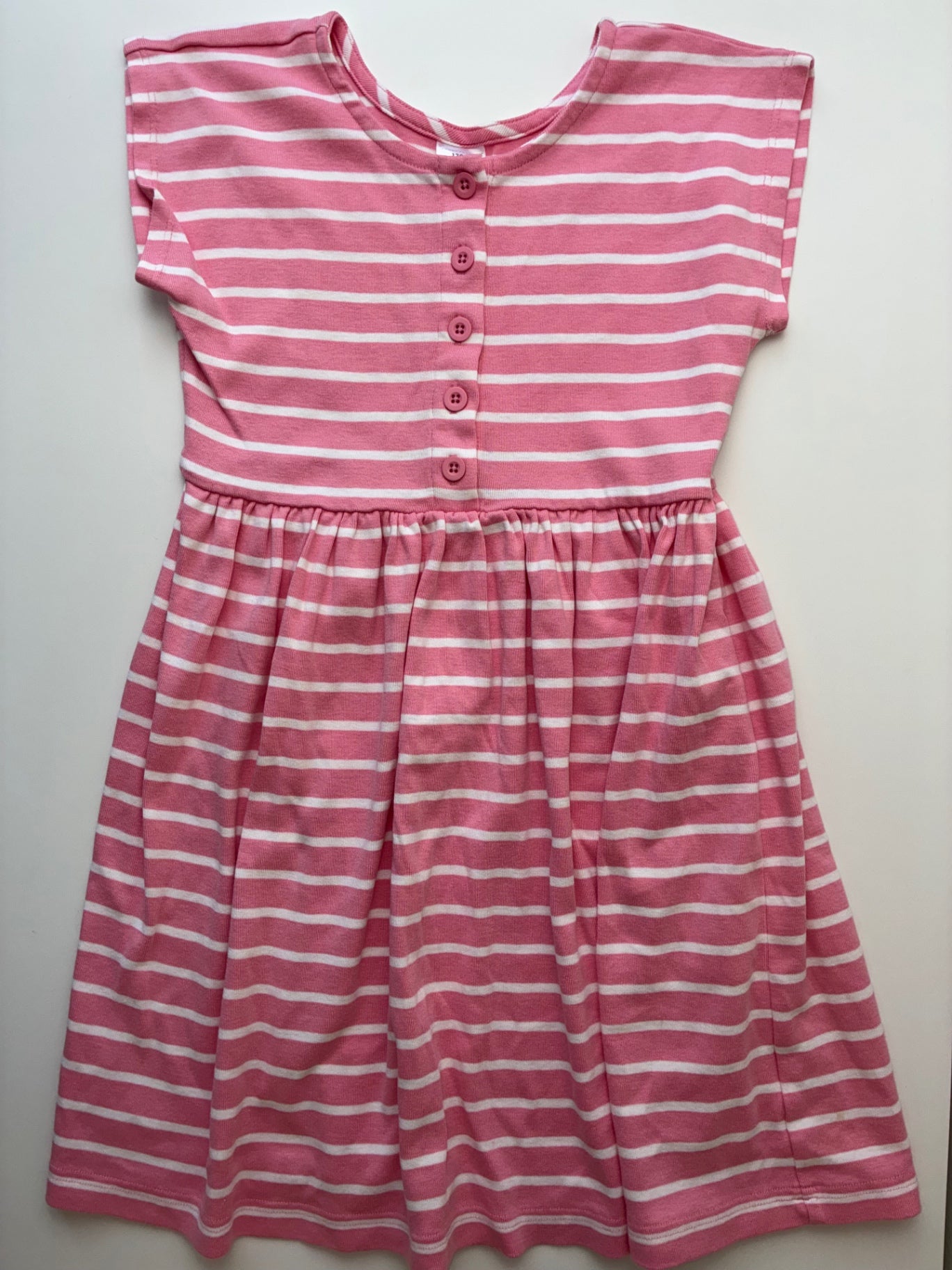 Hanna Andersson Dress - Pink Button Front Striped | size 8