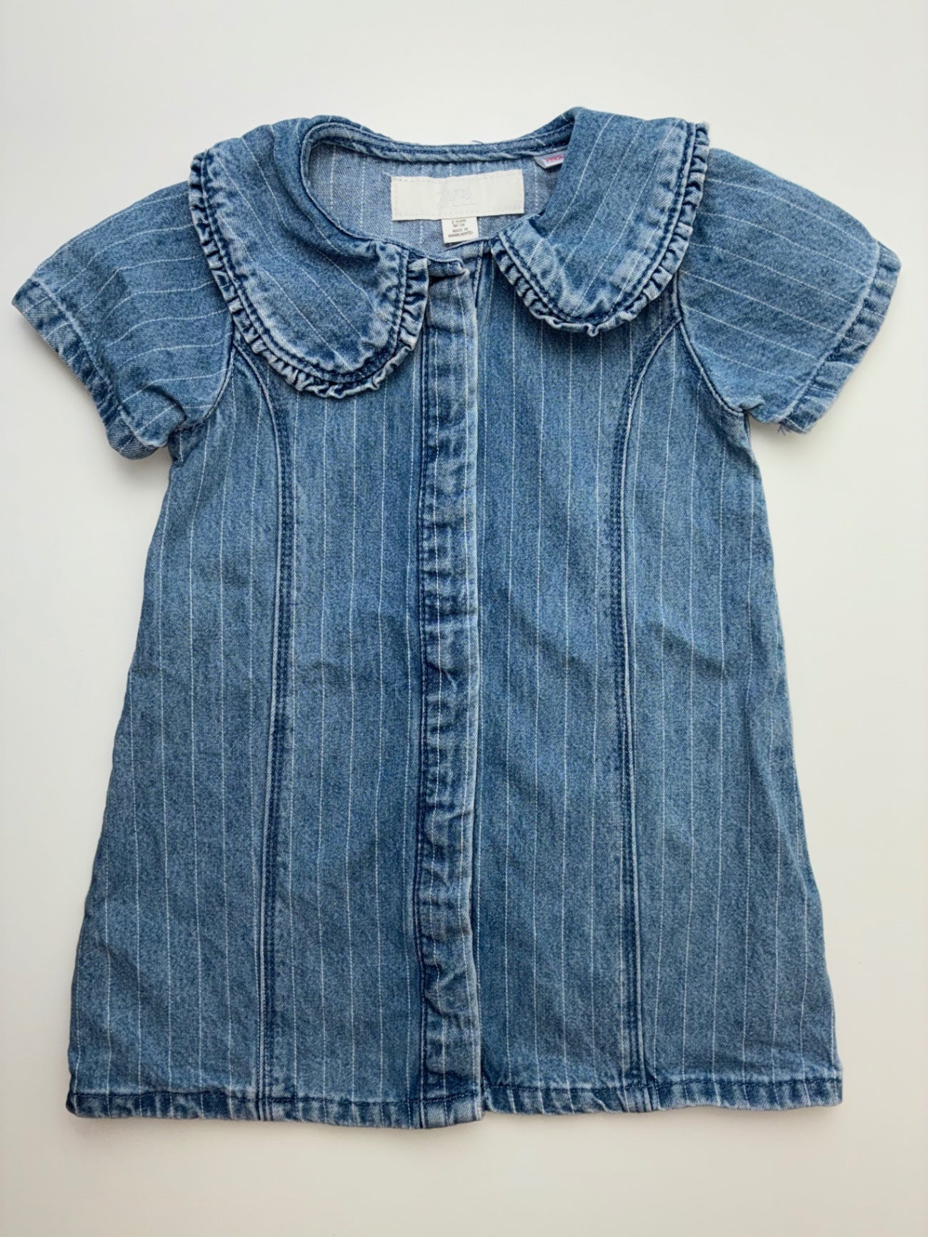 Zara Dress - Blue Striped Denim w/ Peter Pan Collar | size 2T