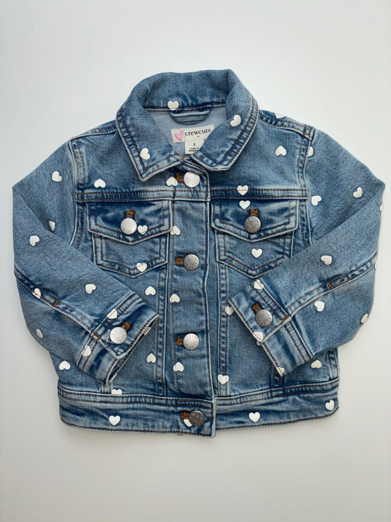 Crewcuts Jacket - Blue Denim Hearts | size 2T