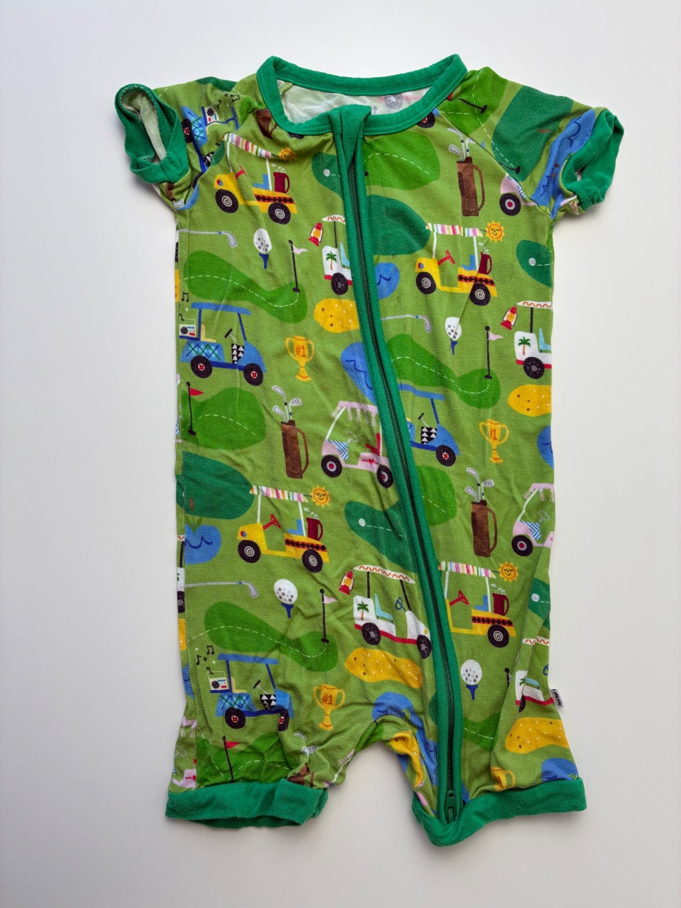 Little Sleepies Pajamas - Green Shorty Zippy - Golf | size 18 - 24 Months