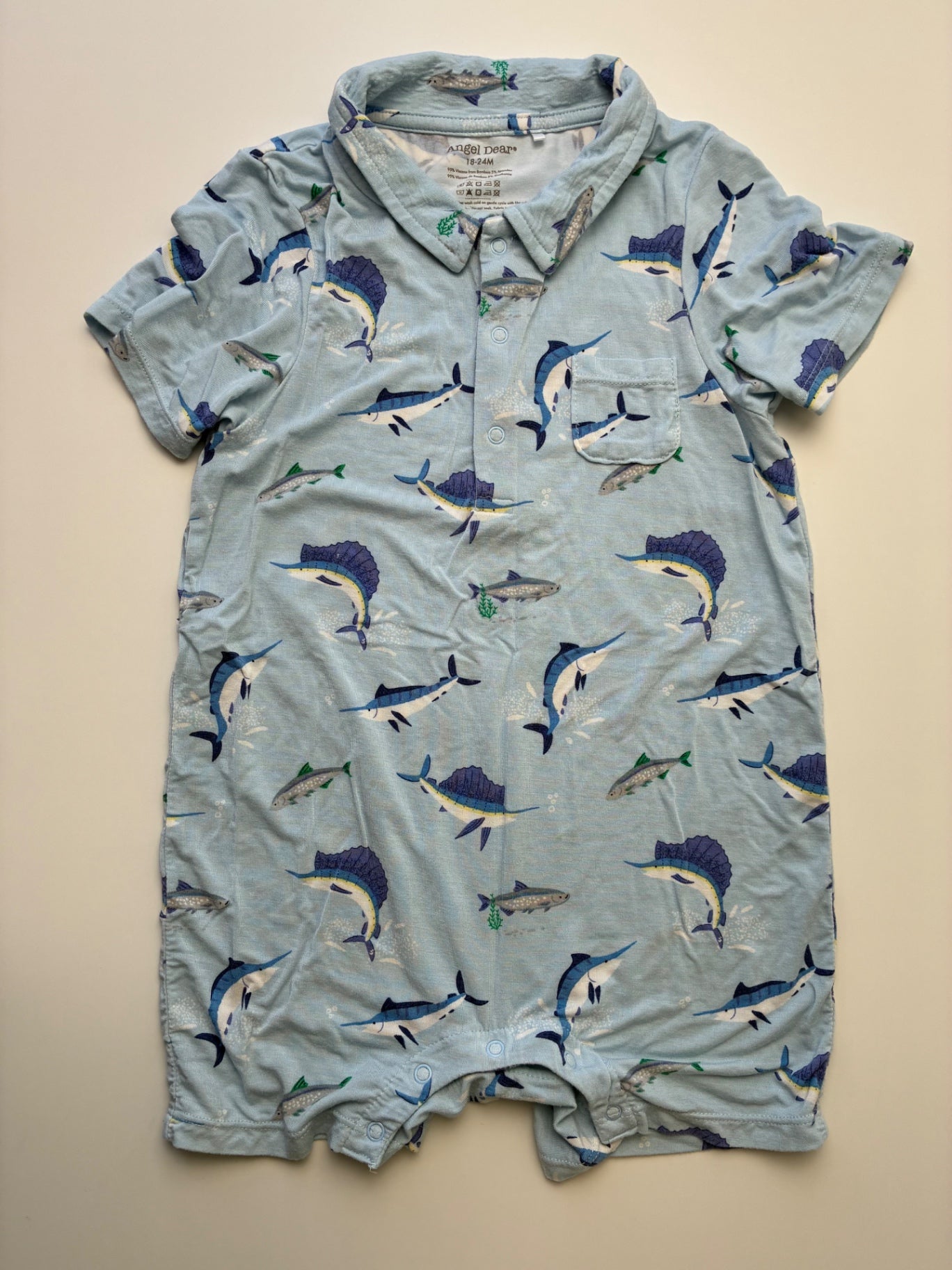 Angel Dear Romper - Blue Fish | size 18 - 24 Months