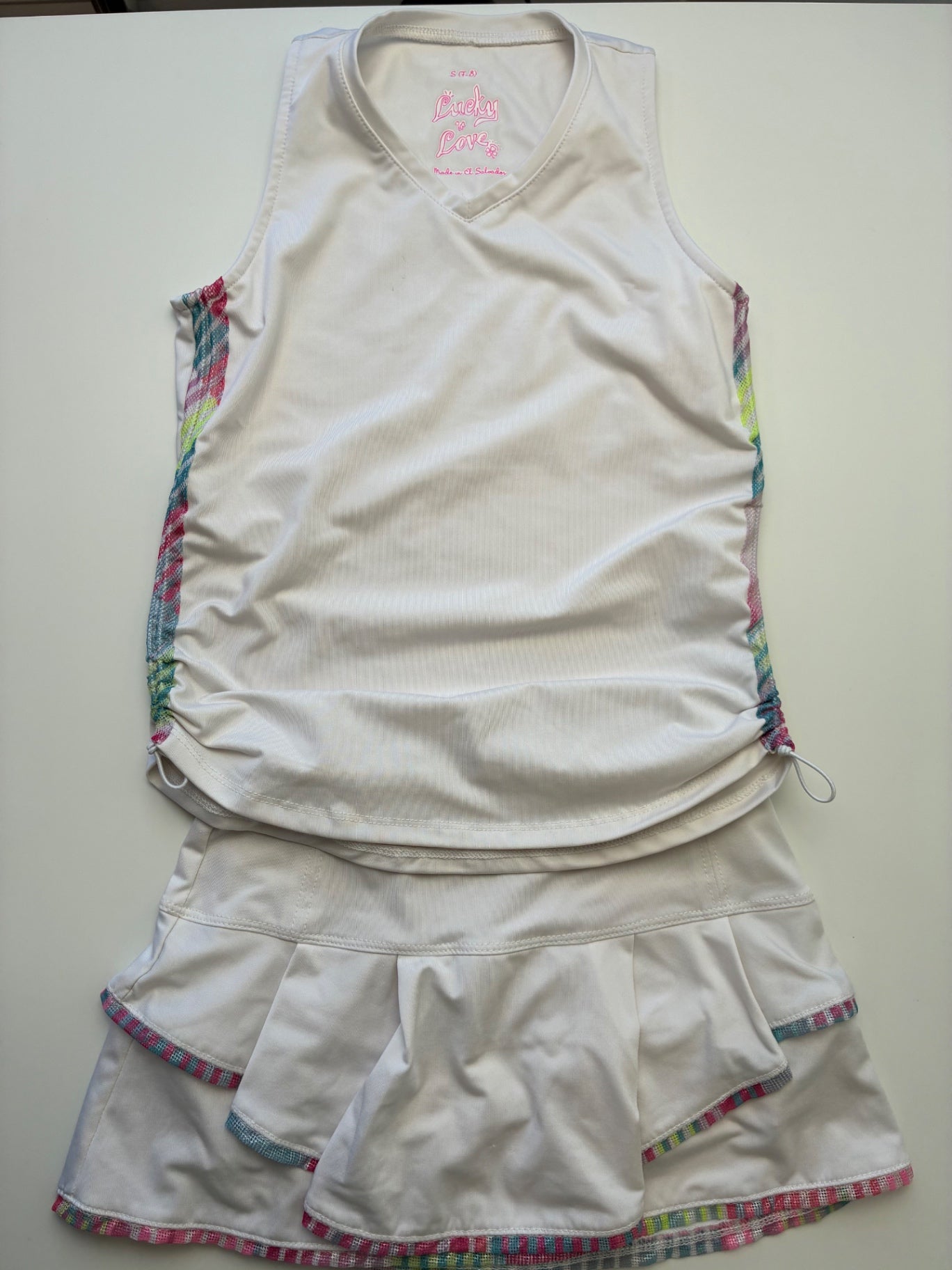 Lucky in Love 2 Piece Ensemble - White Tennis Tank + Skort | size 7/8