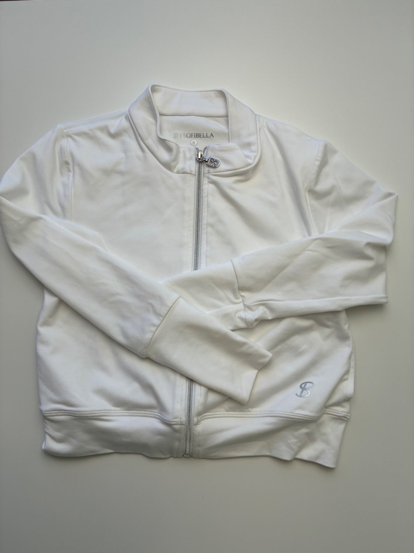 Sofibella Sweatshirt - White Tennis Zip-Up | size S