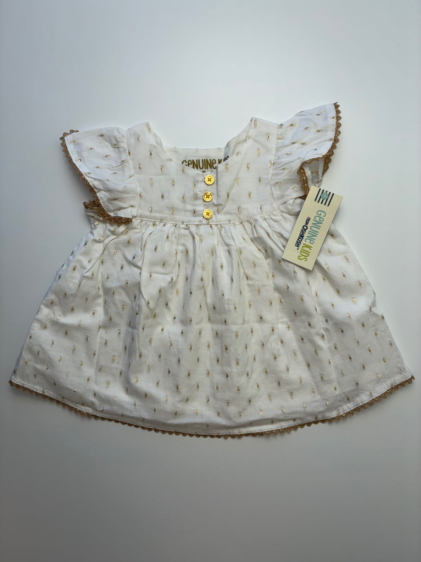 Oshkosh B'Gosh Dress - White Metallic Polka Dots | size 2T
