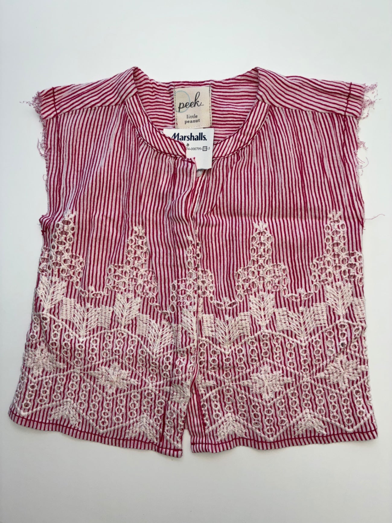 Peek Shirt - Red Striped + Embroidered | size 3 - 6 Months