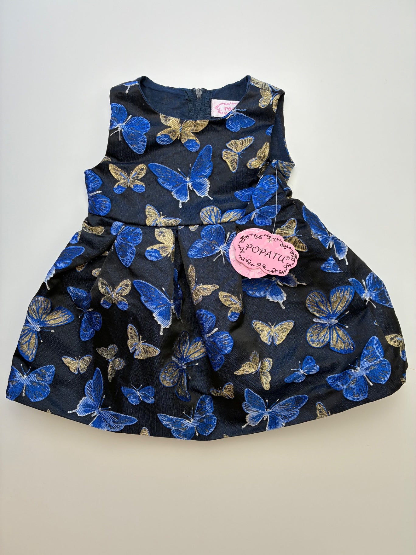 Popatu Dress - Blue Jacquard Butterfly | size 12 Months
