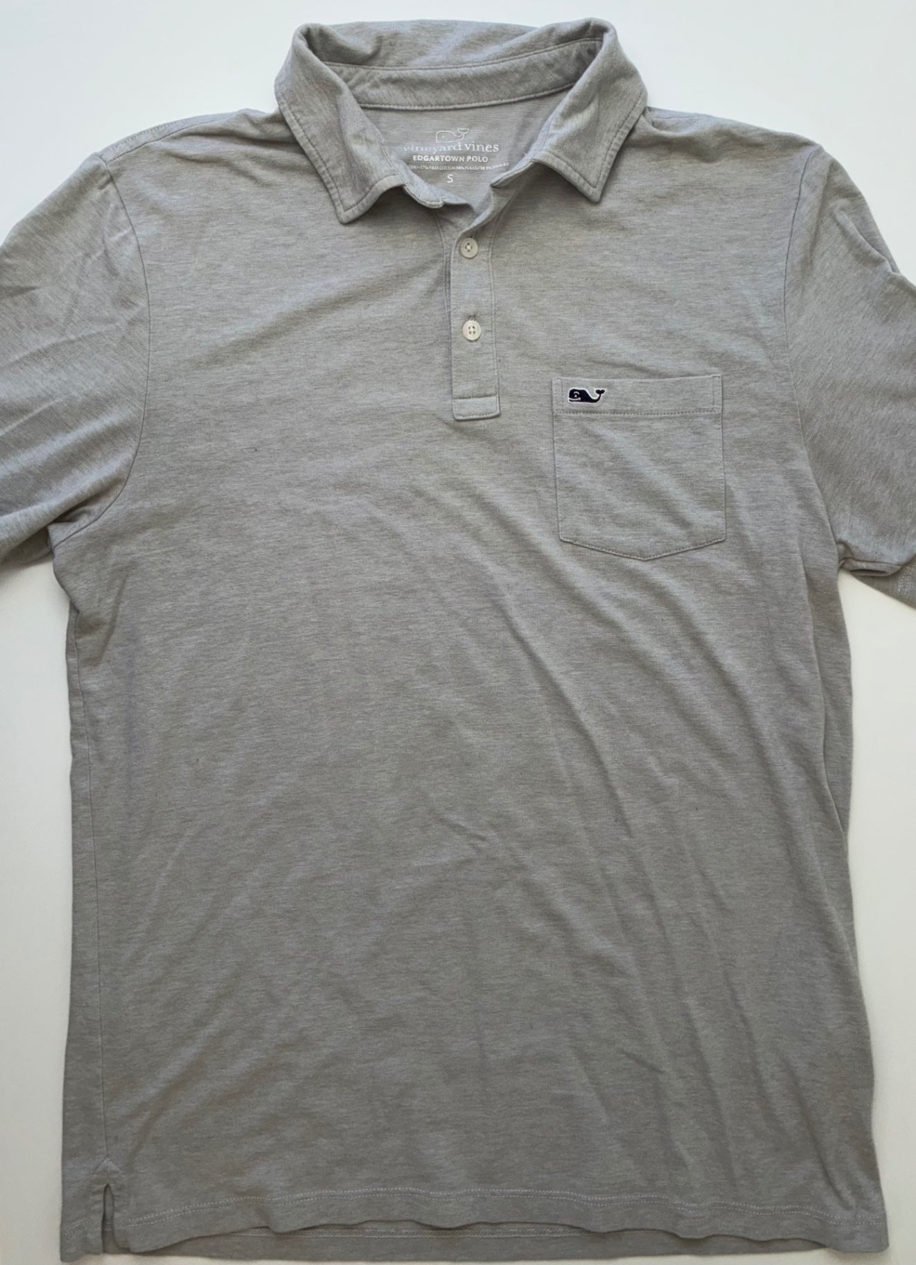Vineyard Vines Shirt - Gray Edgartown Polo (Adult Size S) | size Men’s S