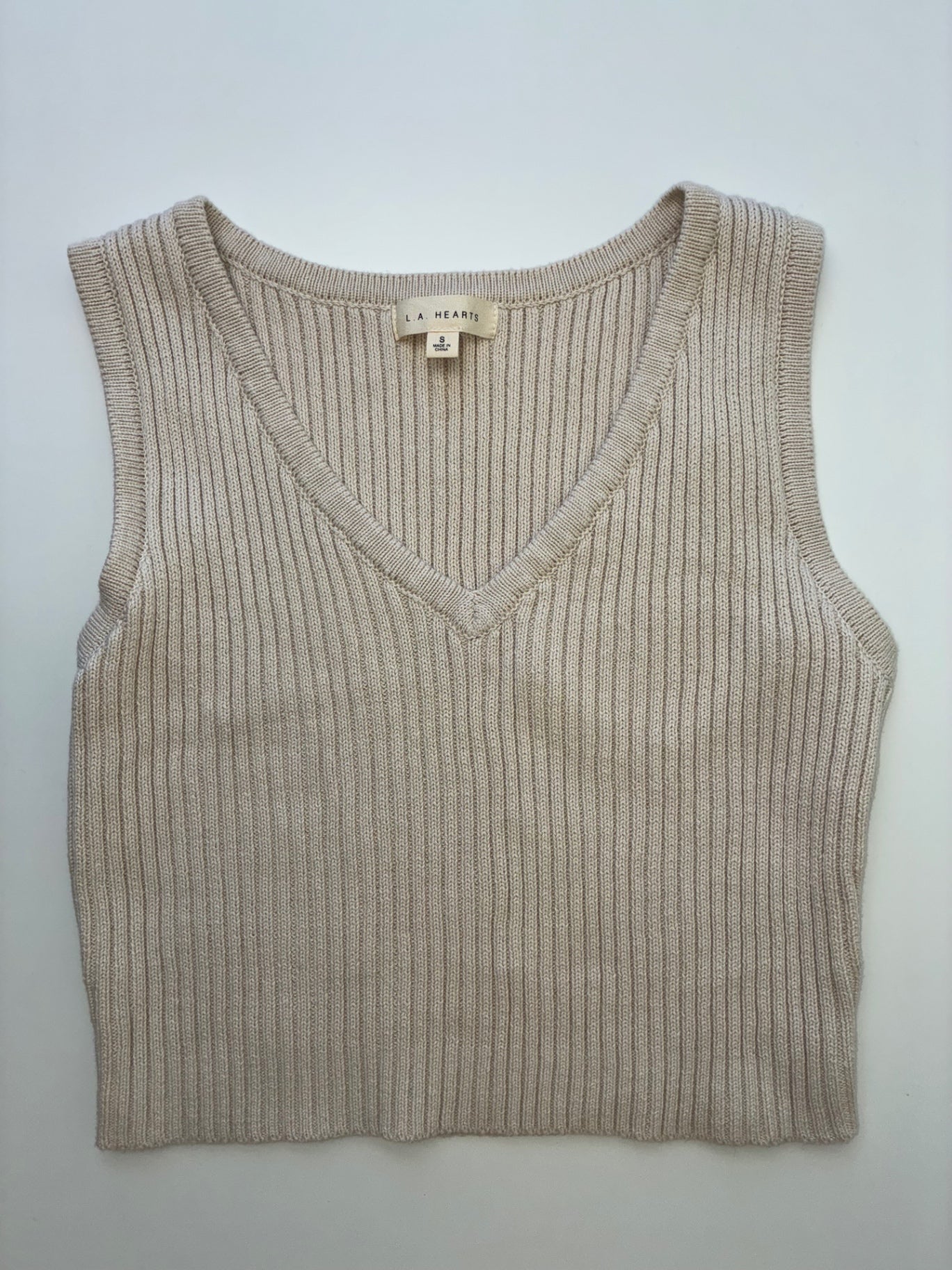 L.A Hearts Sweater - Cream Knit Vest (Adult Size S) | size S