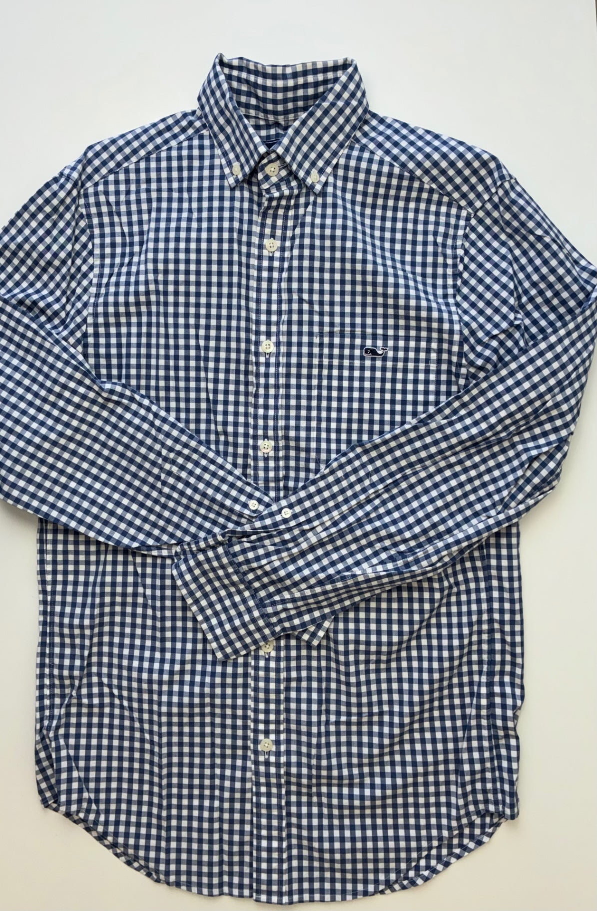 Vineyard Vines Shirt - Navy Blue Classic Fit Tucker Gingham (Adult Size XS) | size XS