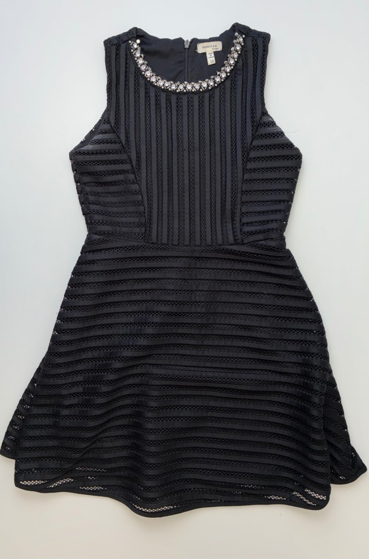 Monteau Dress - Black Lace Rhinestone Collar | size 10