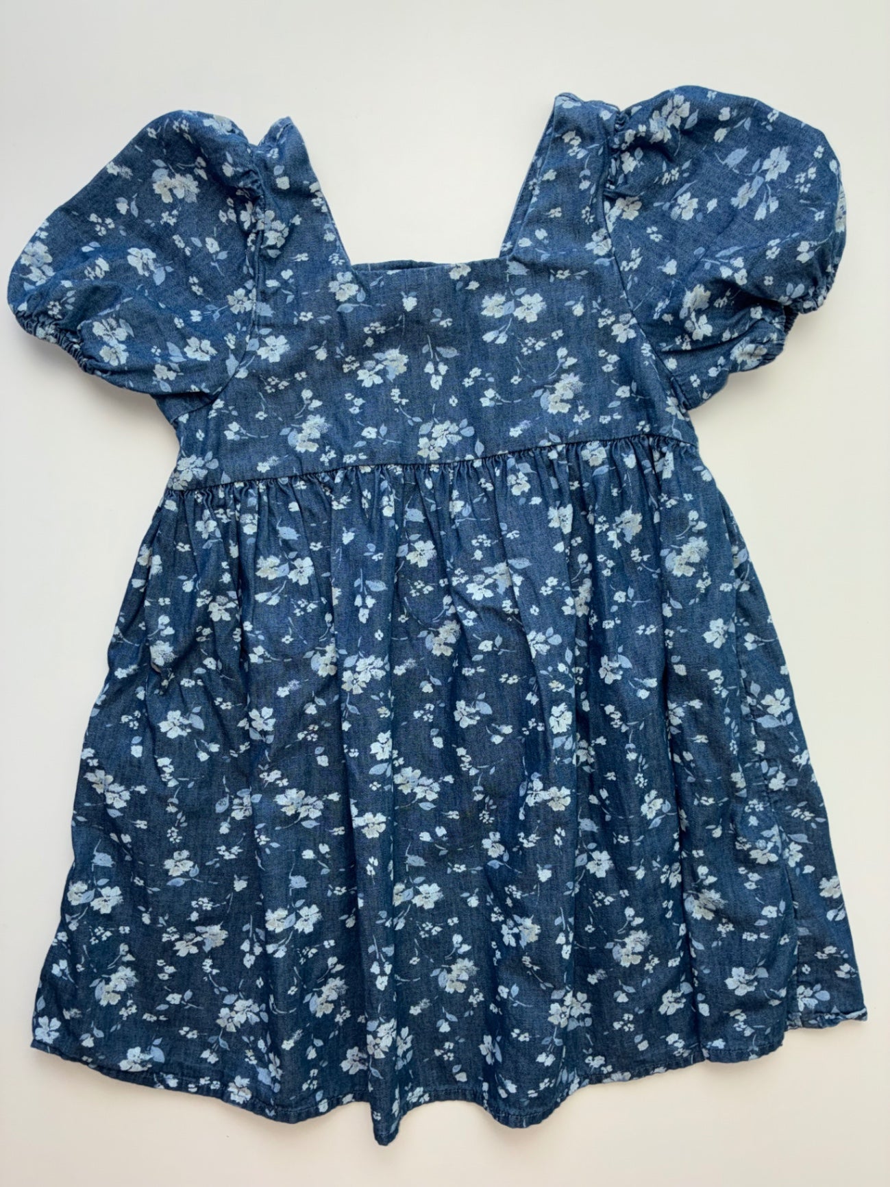 Baby Gap Dress - Blue Floral Chambray Puff Sleeve | size 4T