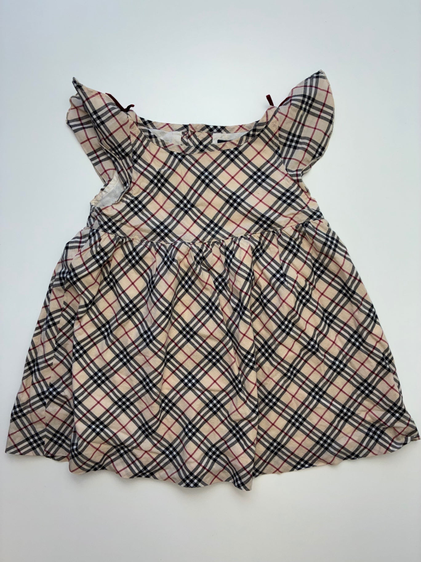 Burberry Dress - Beige with black and red plaid pattern Plaid | size 12 Months