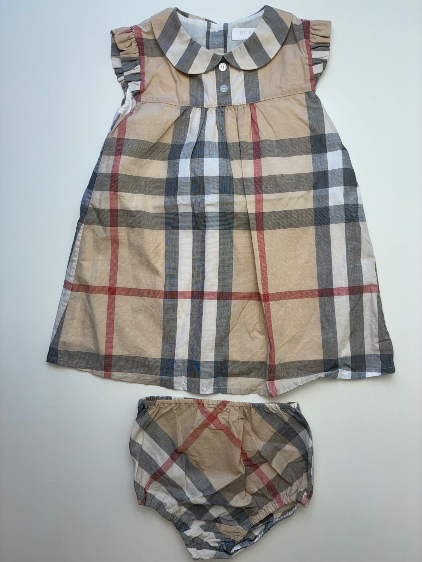 Burberry Dress - Beige Plaid + Bloomers | size 12 Months