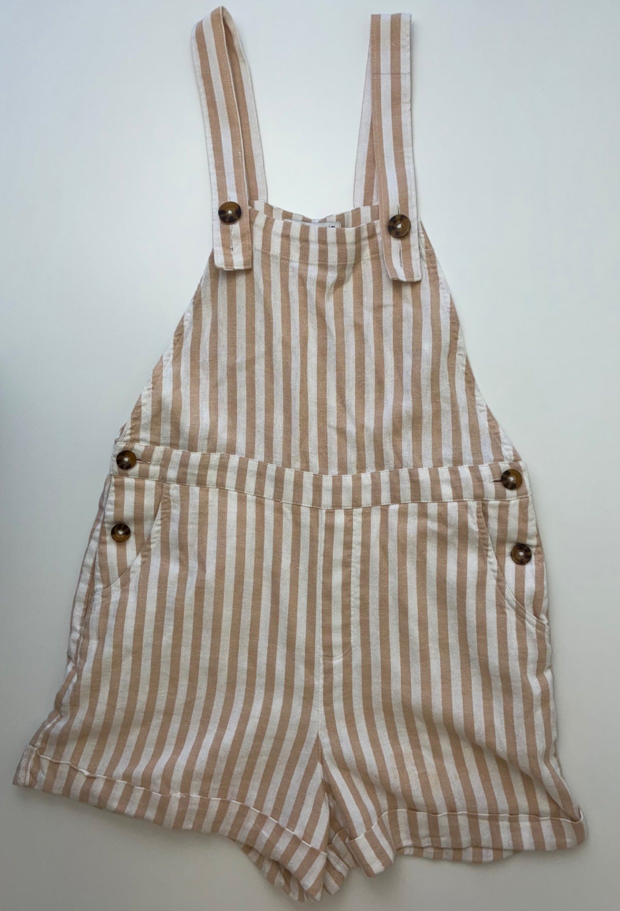 Hollister Overalls - Beige Striped Linen (Adult Size XS) | size XS