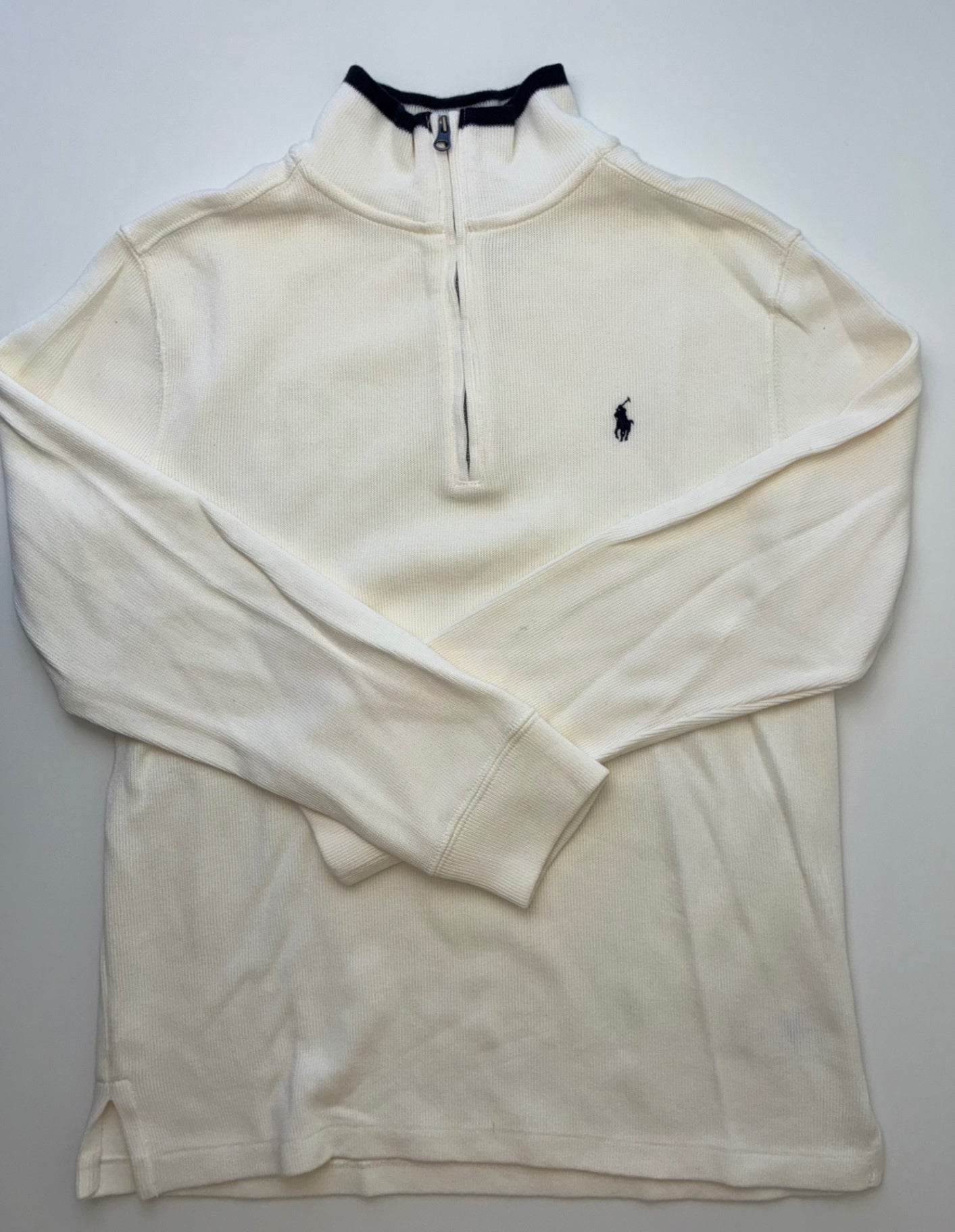 Polo Ralph Lauren Sweatshirt - Cream Knit 1/4 Zip | size 14/16