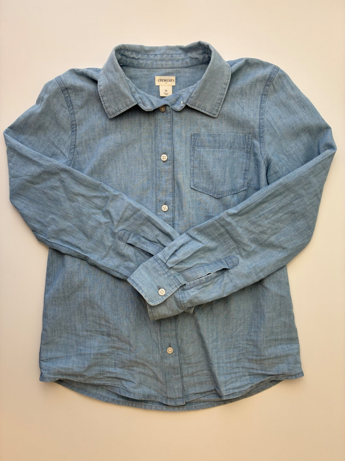 Crewcuts Shirt - Blue Chambray Button Up | size 12
