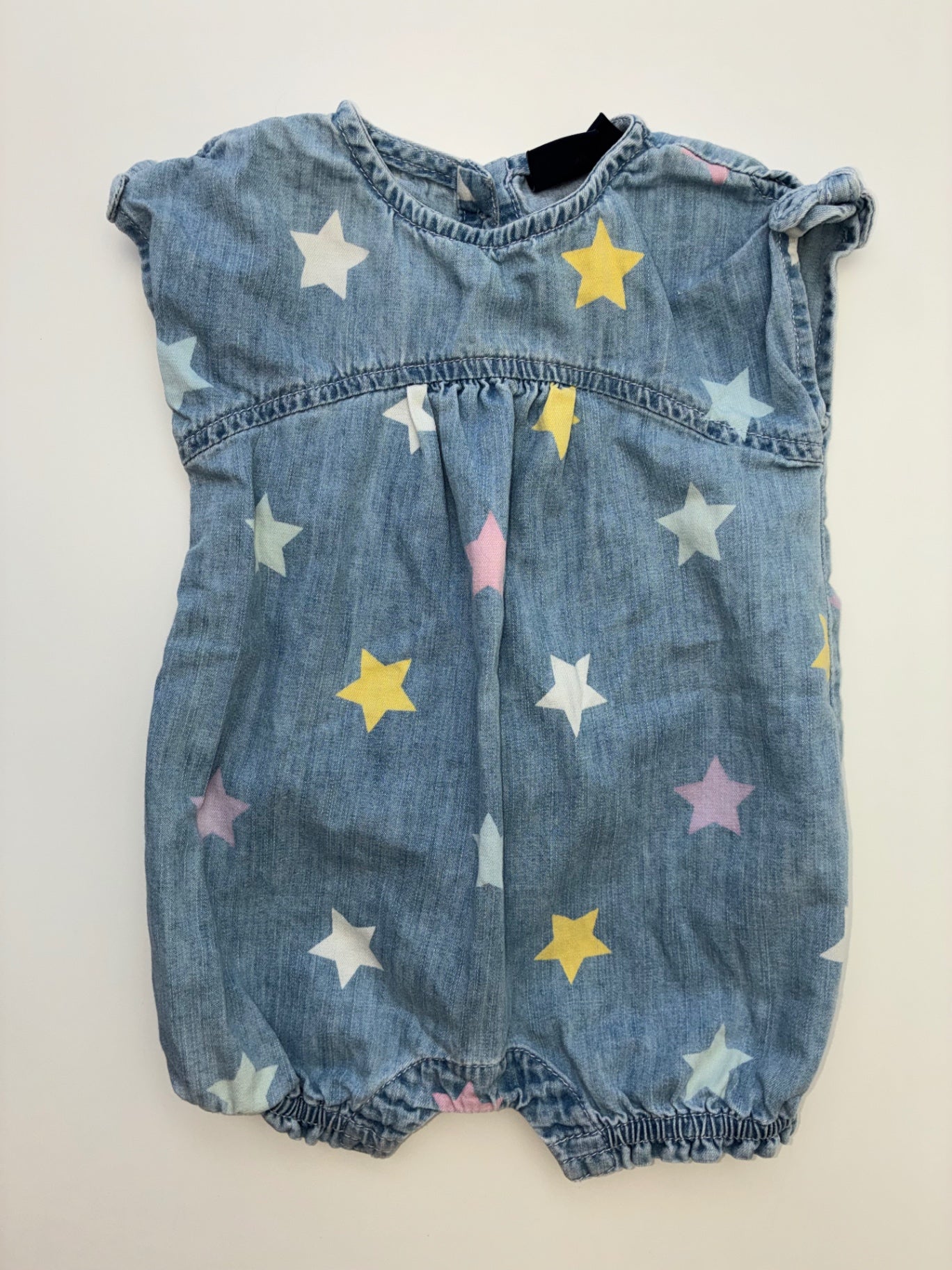 Baby Gap Onesie - Blue Chambray Stars Bubble | size 3 - 6 Months