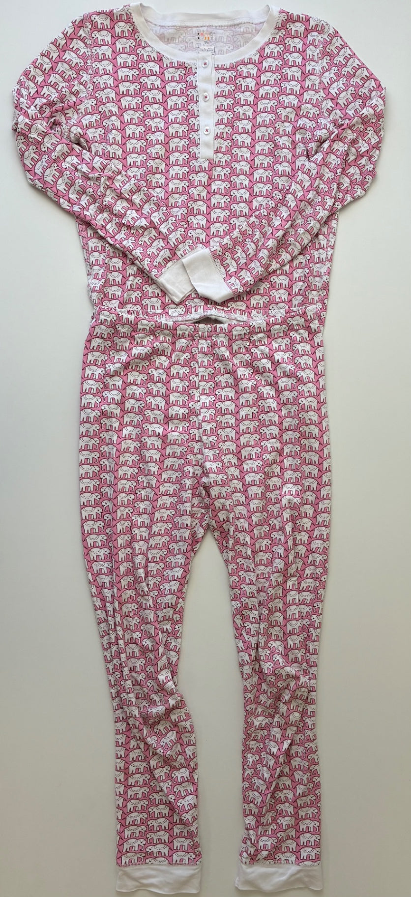 Roller Rabbit 2 Piece Ensemble - Pink Elephant Long Pajamas | size 14