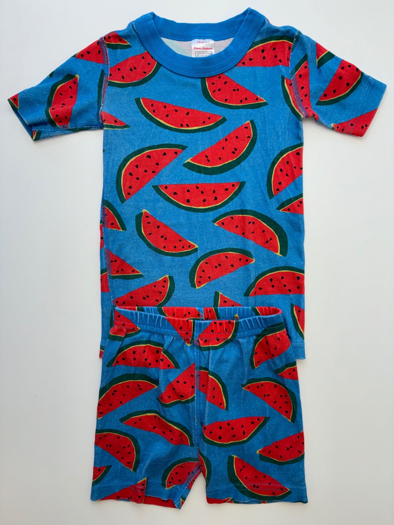 Hanna Andersson 2 Piece Ensemble - Blue Watermelon Short Pajamas | size 5T