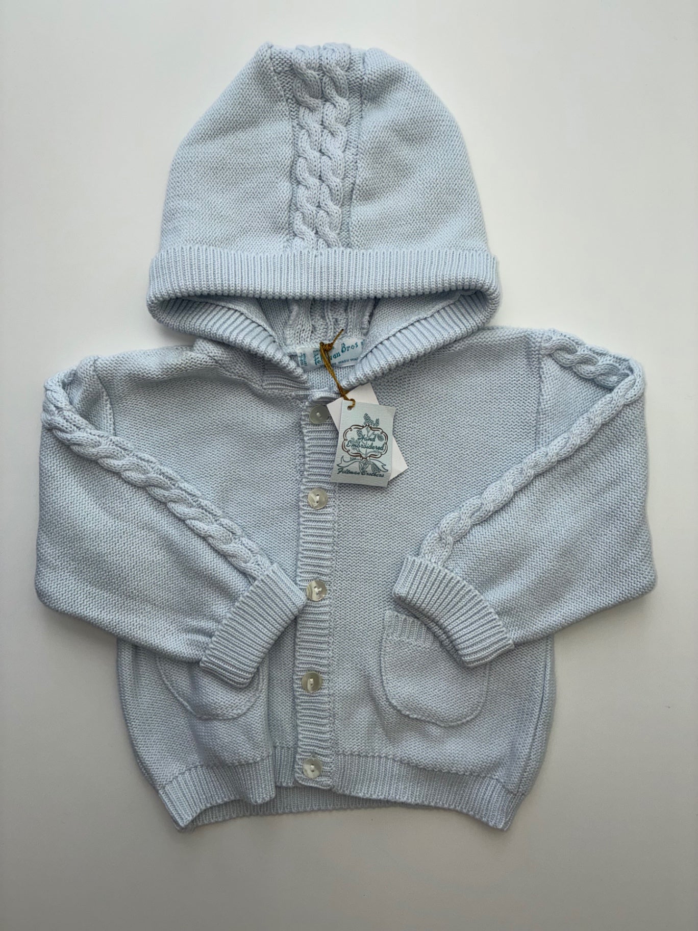 Feltman Brothers Sweater - Blue 100% Cotton Cardigan w/ Hood | size 2T