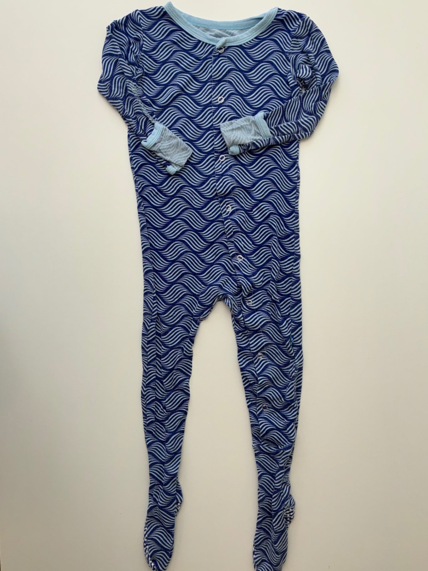 Kickee Pants Onesie - Blue Wave Pattern Coverall w/ Snaps | size 2T
