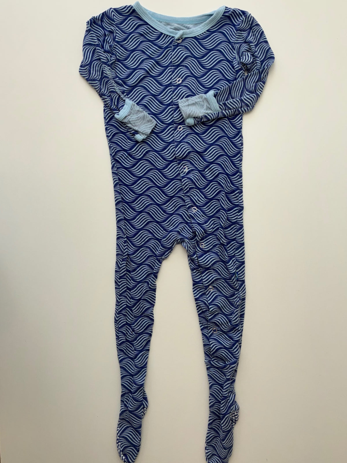 Kickee Pants Onesie - Blue Wave Pattern Coverall w/ Snaps | size 2T