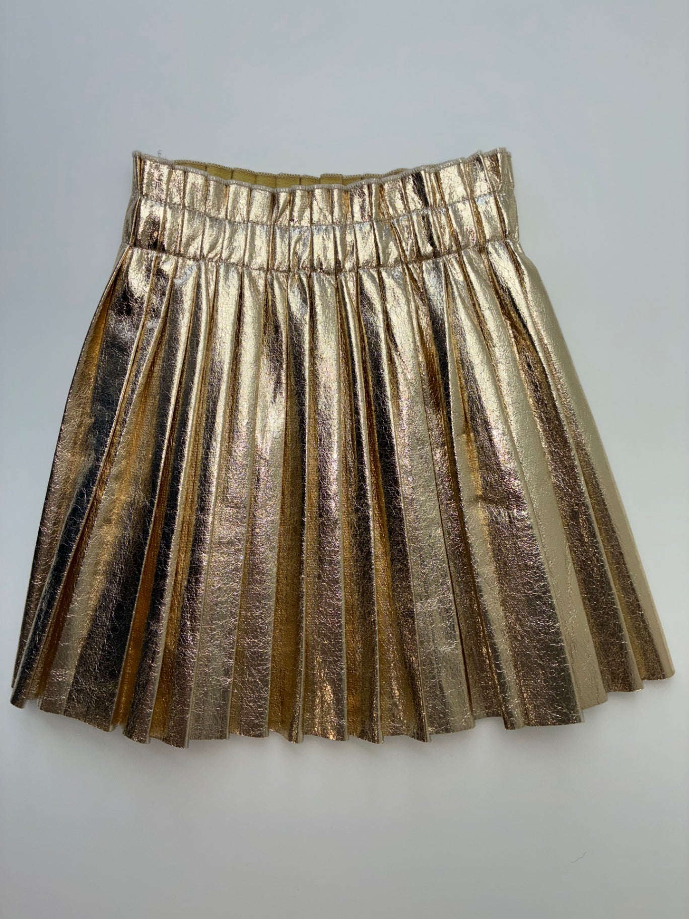 Lola & The Boys Skirt - Gold Pleated Metallic | size 8