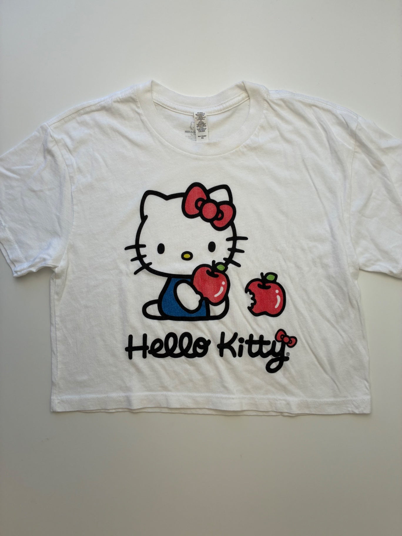Sanrio T-Shirt - White Hello Kitty Cropped (Adult Size XS) | size Women's XS