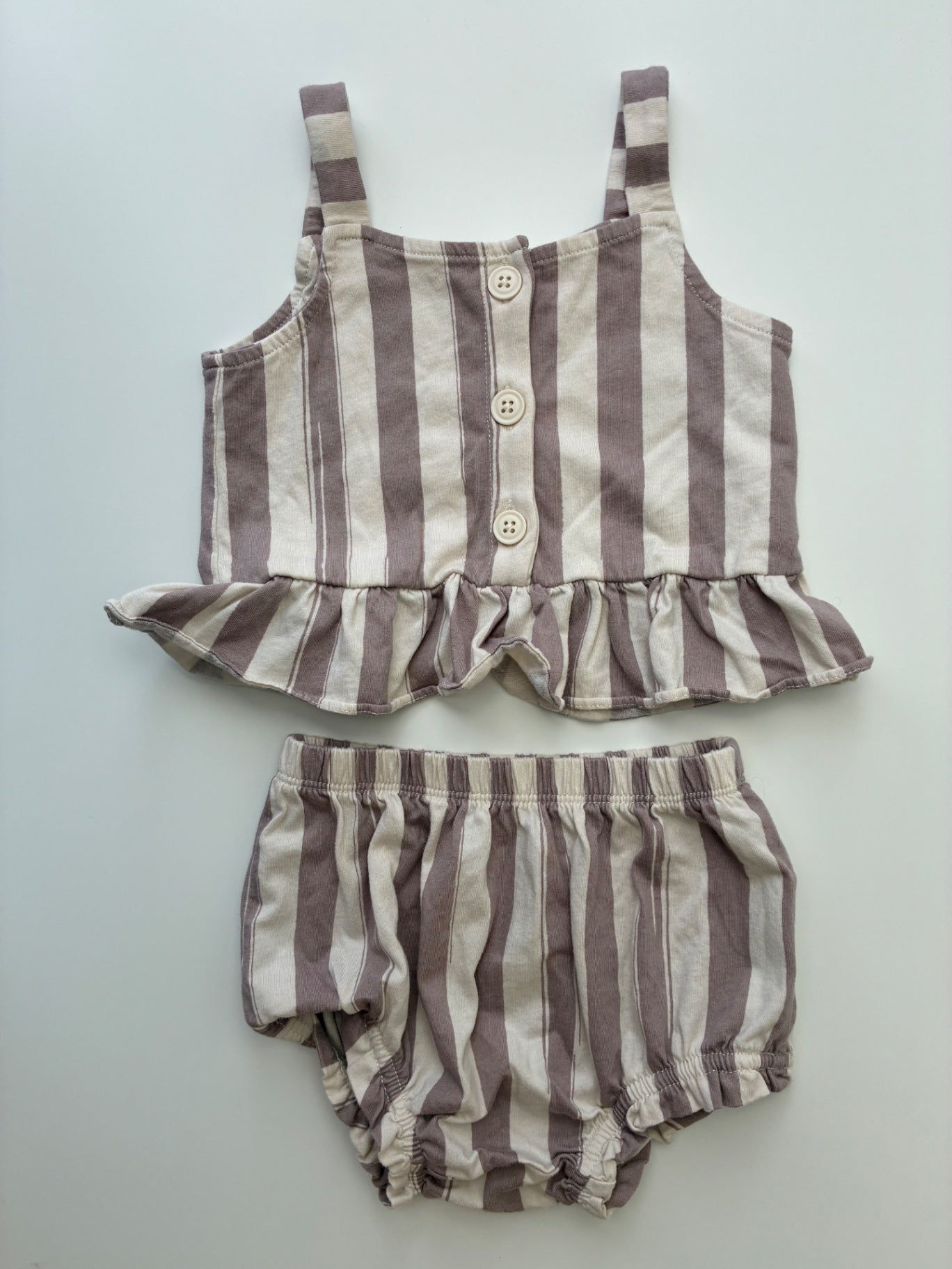 Baby Gap 2 Piece Ensemble - Purple Striped Tank Top + Bloomers | size 6 - 12 Months