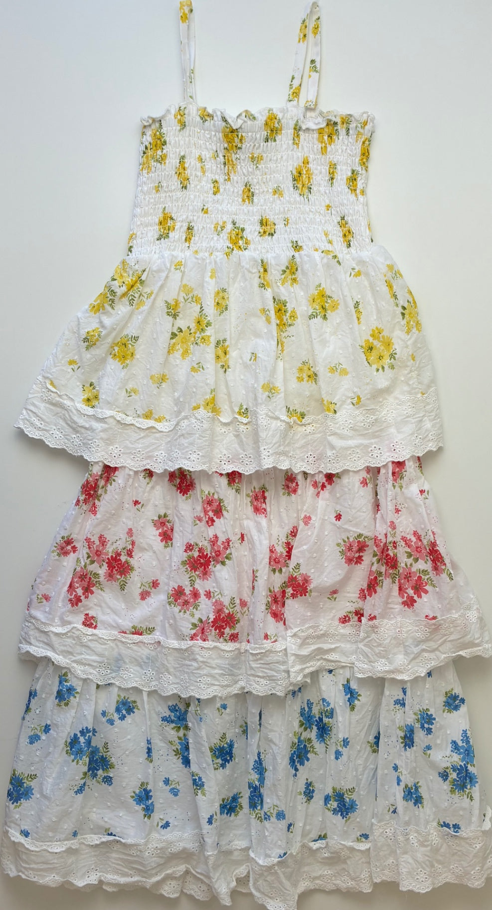 Zunie Dress - White Floral Eyelet Tiered | size 10