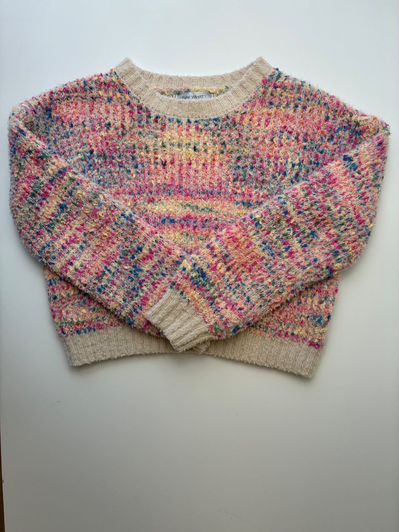 Say What? Sweater - Multicolor Confetti Stripe | size M