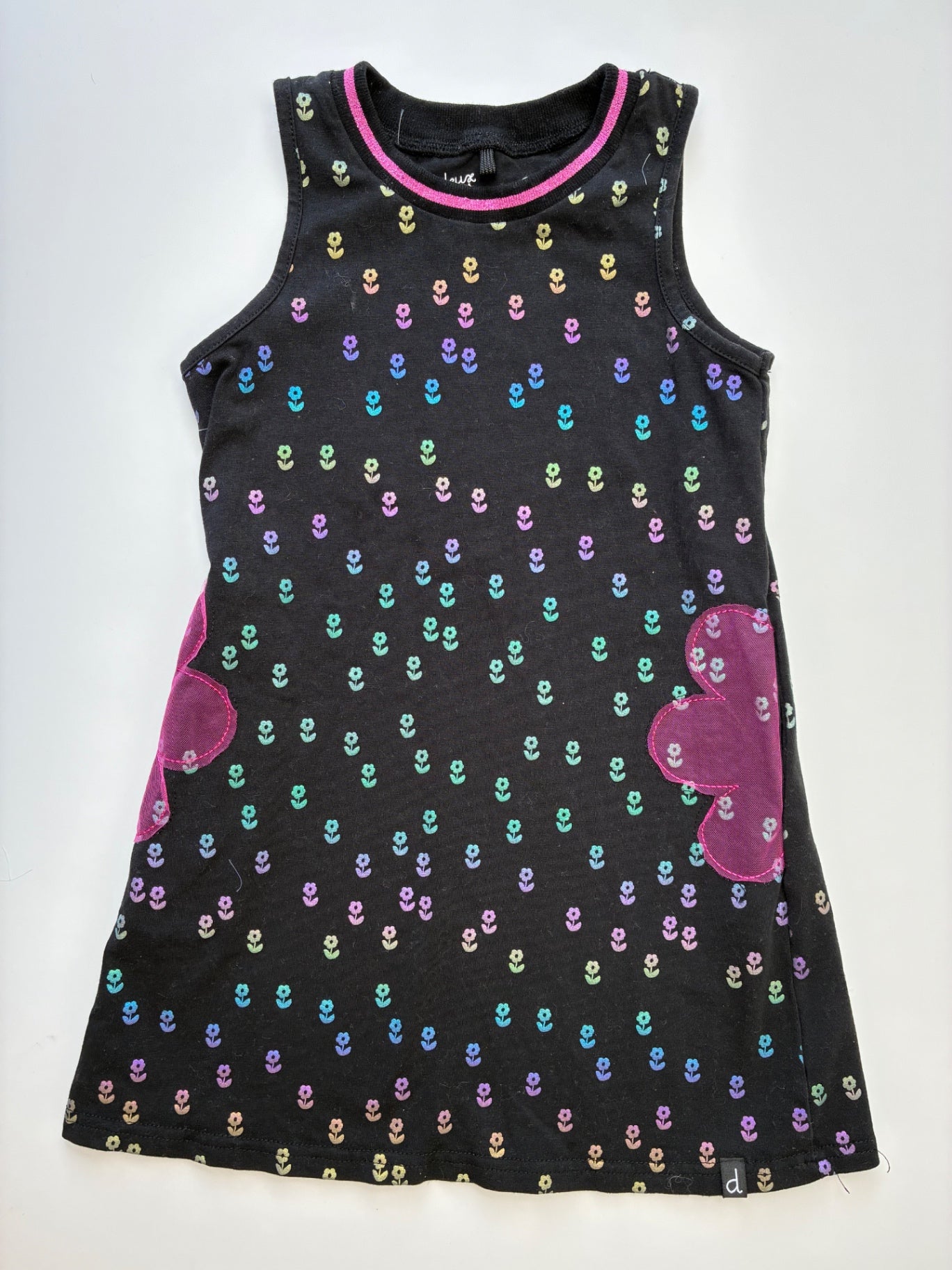 deux par deux Dress - Black Iridescent Flowers | size 4T