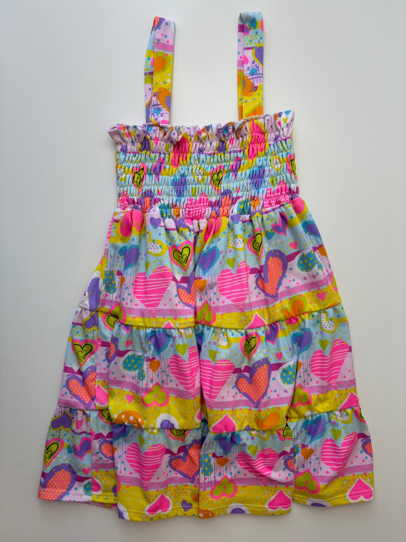 Coral & Reef Dress - Multicolor Smocked Neon Hearts | size 4T
