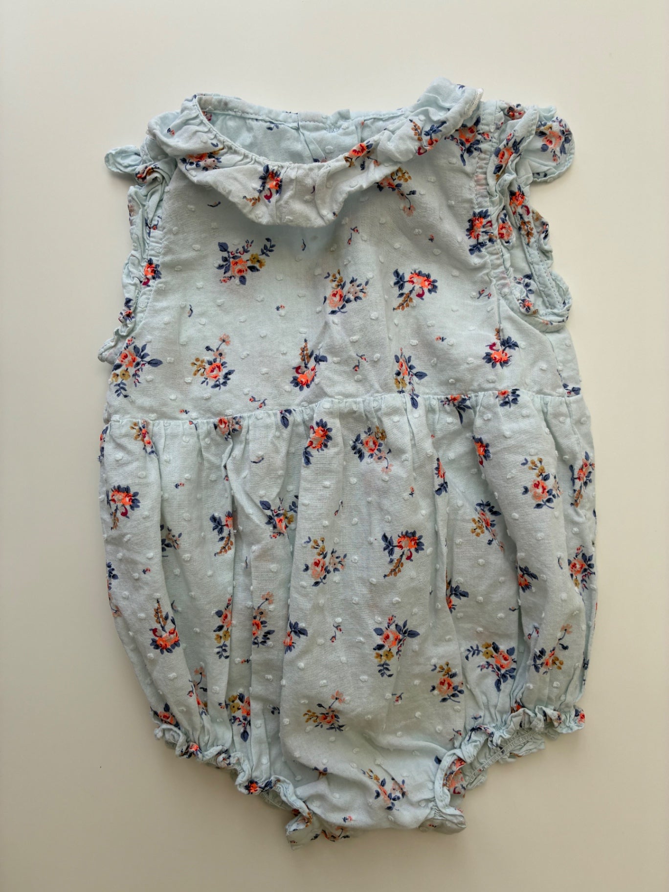 Petite Lucette Onesie - Blue Floral Bubble | size 9 Months