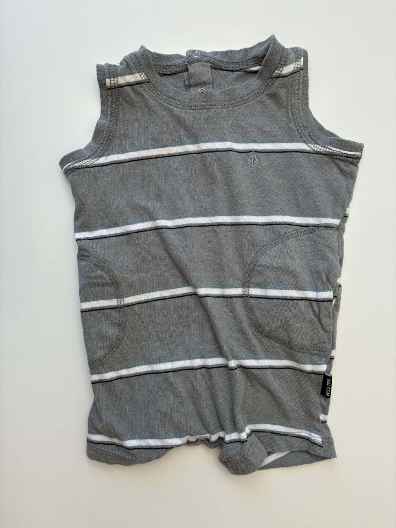 Volcom Onesie - Gray Striped Sleeveless Romper | size 12 Months