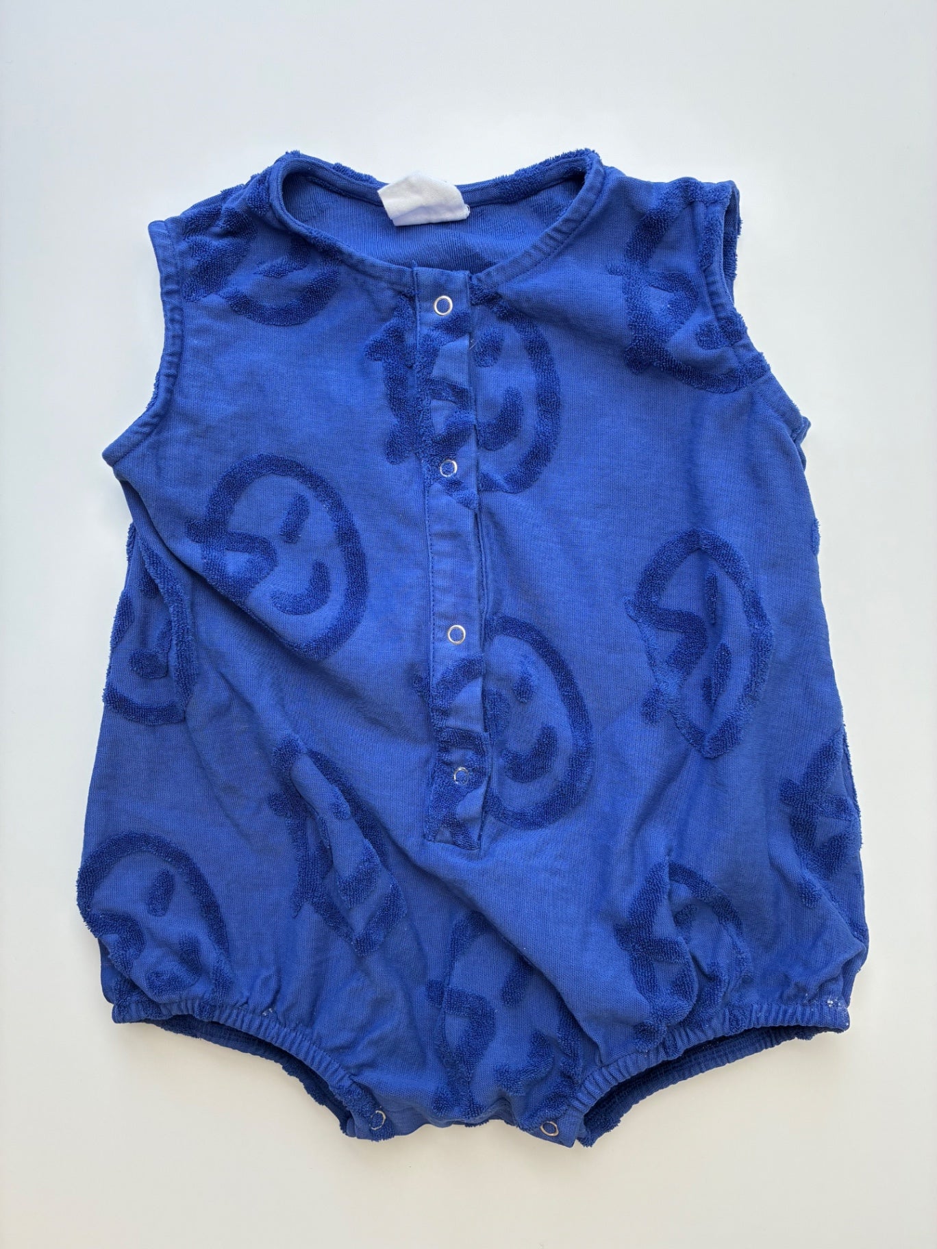 Wynken Onesie - Blue Smiley Face Bubble | size 12 Months
