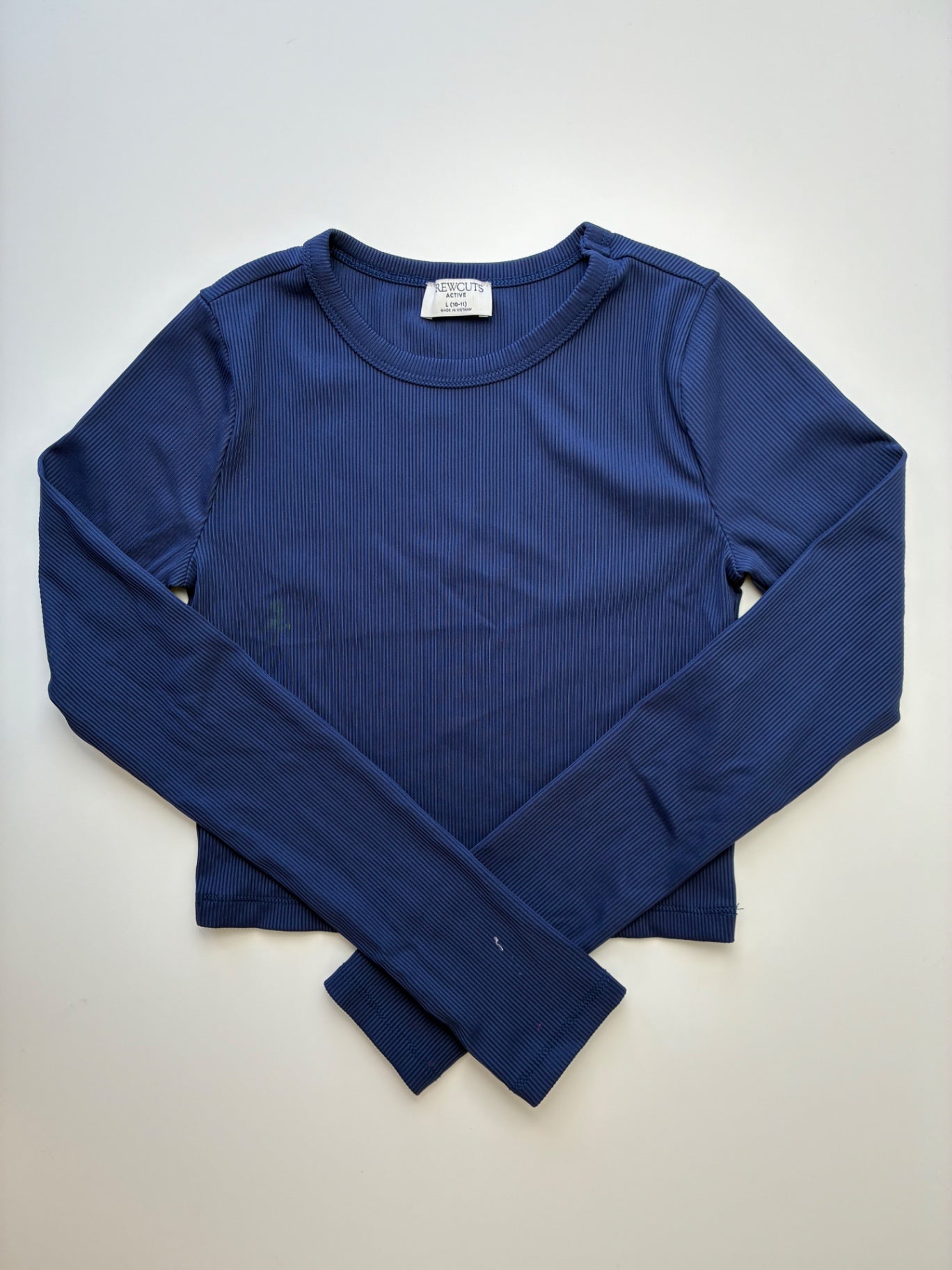 Crewcuts Long Sleeve T-Shirt - Navy Blue Ribbed Cropped Active | size 10/11