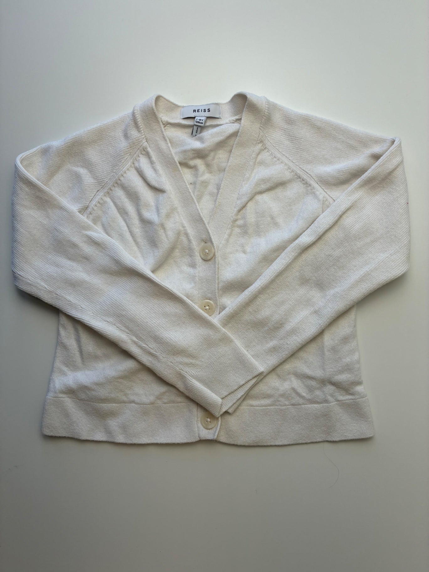 Reiss Sweater - White Cashmere Blend Cardigan | size 7/8